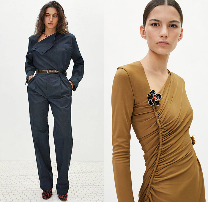 Bottega Veneta 2024 Pre-Fall Autumn Womens Lookbook - Stripes Knit Weave Sweater Jumper Dress Turtleneck Long Sleeve Blouse Denim Jeans Poodle Skirt Wide Leg Poncho Leopard Cheetah Ruffles Pantsuit Blazer Tuxedo Jacket Herringbone Check Skirt Asymmetrical Cinch Pleats Hole Ring Lace Embroidery Mesh Sweaterdress Onesie Overcoat Pea Coat Fur Plush Bandanna Bandana Bag Trompe L'oeil Petals Scales Pencil Skirt Basketweave Intrecciato Handbag Tote Boots Snakeskin Wrapped Sockboot