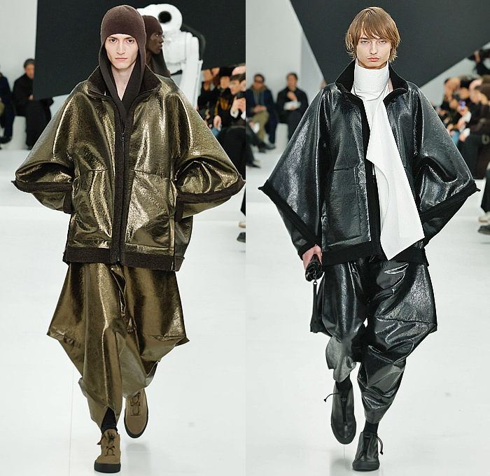 IM Men Issey Miyake 2025-2026 Fall Autumn Winter Mens Runway - Paris Fashion Week Mens Homme Automne Hiver - Tank Top Ribbed Embossed Engraved Caftan Kaftan Headscarf Draped Knit Check Shawl Fringes Turtleneck Poncho Robe Cloak Oversized Pleats Blazer Jacket Square Neck Metallic Triangular Outerwear Trench Coat Parka Quilted Puffer Hood Wide Leg Baggy Loose Tapered Wrapped Boots Handbag