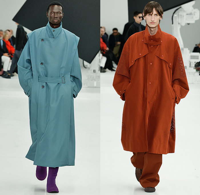 IM Men Issey Miyake 2025-2026 Fall Autumn Winter Mens Runway - Paris Fashion Week Mens Homme Automne Hiver - Tank Top Ribbed Embossed Engraved Caftan Kaftan Headscarf Draped Knit Check Shawl Fringes Turtleneck Poncho Robe Cloak Oversized Pleats Blazer Jacket Square Neck Metallic Triangular Outerwear Trench Coat Parka Quilted Puffer Hood Wide Leg Baggy Loose Tapered Wrapped Boots Handbag