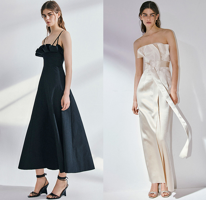 Philosophy di Lorenzo Serafini 2025 Resort Cruise Pre-Spring Womens Lookbook - Denim Jeans Wide Leg Flare Puff Sleeves Vest Stripes Blouse Outerwear Trench Coat Crop Top Midriff Wool Shirtdress Shorts Halterneck Curtain Neck Sleeveless Miniskirt Handkerchief Hem Blurred Plants Ruffles Flounce Lace Embroidery Noodle Strap Dress Strapless Silk Satin Open Back Accordion Pleats Prairie Dress Bedazzled Sequins Sandals Clutch Handbag