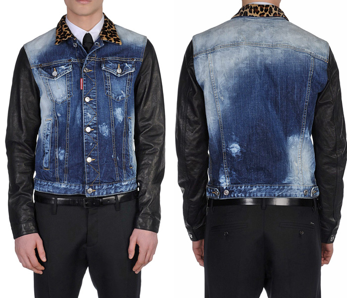 dsquared jeans jacket leather sleeves